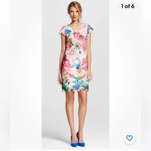 Donna Ricco Floral Eyelet Lace Sheath‎ Dress Womens Size 4 (1347)